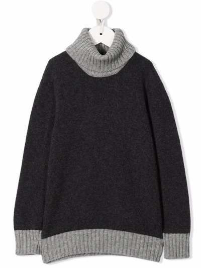 Siola Kids' Two-tone Knitted Jumper In Grey