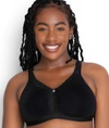 Curvy Couture Cotton Luxe Wire-free Bra In Black On Black