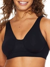 Rhonda Shear Moisture Wicking Underwire Seamless Bralette In Black
