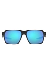 Oakley 58mm Polarized Rectangular Sunglasses In Steel/ Prizm Sapphire