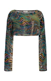 Lapointe Women's Swirl Sequin Silk Cropped Top In Multi