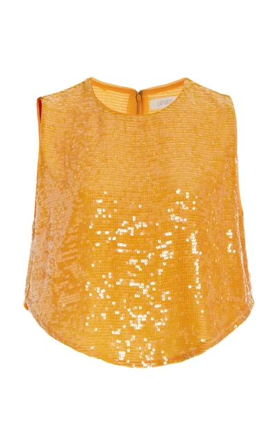 Lapointe Sleeveless Sequin Cropped Top In Burnt Orange