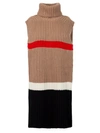 BURBERRY STRIPED CASHMERE COTTON BLEND CAPE