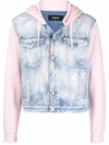 Dsquared2 Pink Cotton And Light Blue Denim Jacket In Blue