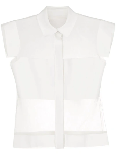 Gloria Coelho Sheer-panel Short-sleeve Shirt In White