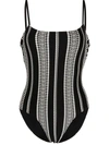 Lemlem Geometric Stripe-print Swimsuit In Black