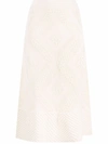 Jil Sander White Open-knit Patterned Midi Skirt In White