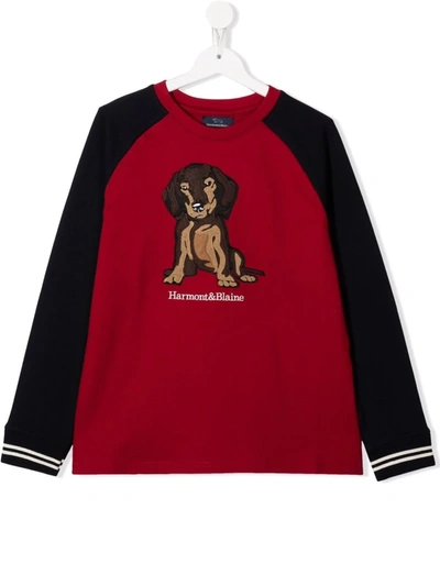 Harmont & Blaine Junior Teen Embroidered Dog-patch Top In Red