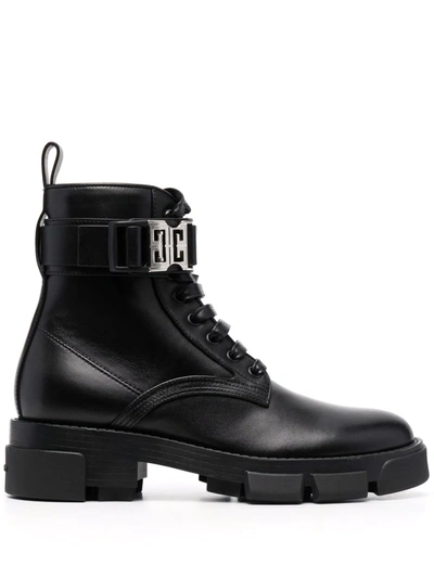 Givenchy Terra Lace-up Combat Boots In Nero