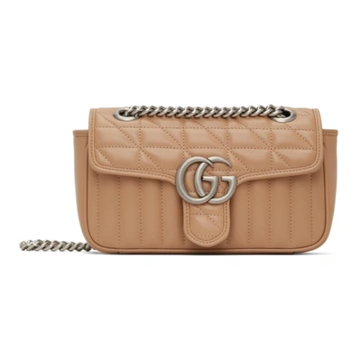 Gucci Beige Mini Gg Marmont 2.0 Shoulder Bag In 2754 Camelia/camelia