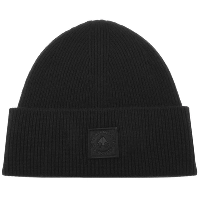 Moose Knuckles Snowbank Cuffed Wool Beanie Hat In Black