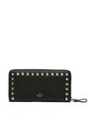 Valentino Rockstud-embellishment Zip-fastening Wallet In Black