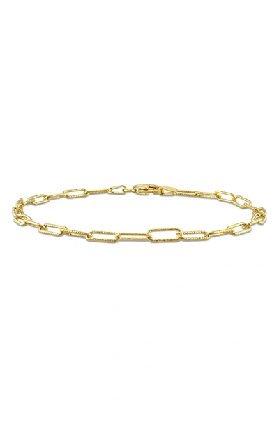 Delmar 18k Yellow Gold Plated Sterling Silver Fancy Paperclip Chain Bracelet