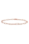 Delmar 18k Rose Gold Plated Sterling Silver Textured Paperclip Chain Bracelet In Rose