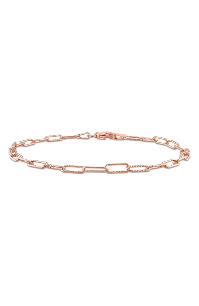 Delmar 18k Rose Gold Plated Sterling Silver Textured Paperclip Chain Bracelet