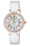 Gevril Gv2 Astor Ii Swiss Diamond Leather Strap Watch, 36mm In White