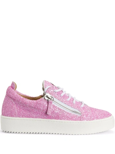 Giuseppe Zanotti Women's Glitter Blabber Leather Trainers In Pink