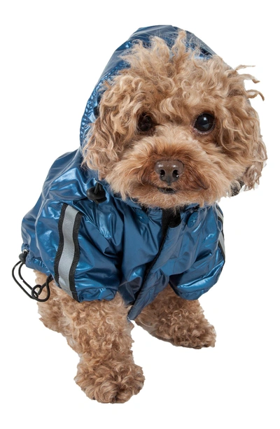 Pet Life ® 'reflecta-sport' Multi-adjustable Reflective Weather-proof Dog Raincoat W/ Removable Hood