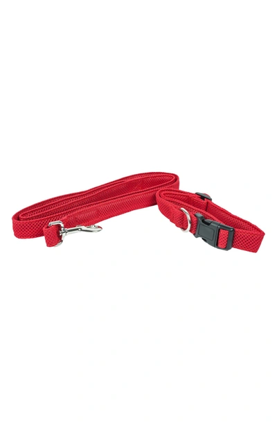 Pet Life Aero Mesh 2-in-1 Dual Sided Comfortable And Breathable Adjustable Mesh Dog Leash And Collar In Red