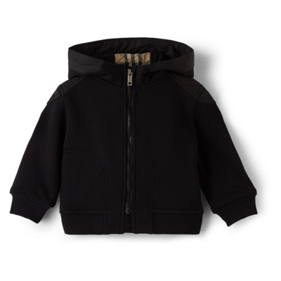 Burberry Babies' Sweatshirt In Cotton With Hood And Quilted Inserts With Monogram In Black