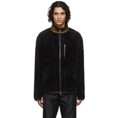 Moncler Black Recycled Fleece Zip-up Sweater In 999 Black