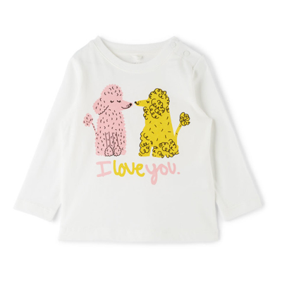 Stella Mccartney Baby White Poodle Long Sleeve T-shirt In 9100 White