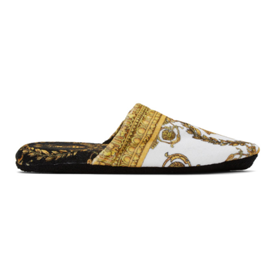 Versace I Heart Baroque Slippers In White