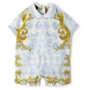 VERSACE BABY BLUE BAROCCO ARGYLE ROMPER