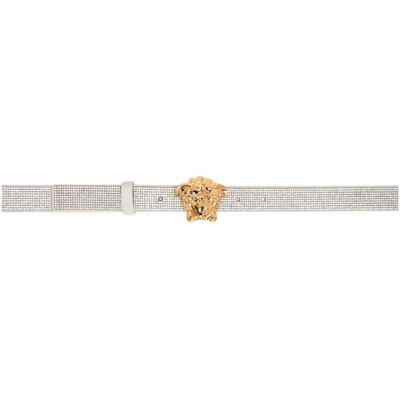 Versace Kids White & Gold Crystal Medusa Belt