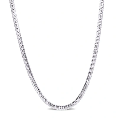 Amour 3 Mm Herringbone Chain Necklace In Sterling Silver In White