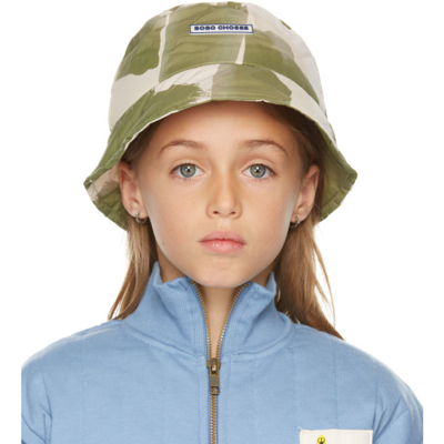 Bobo Choses Babies' Kids Khaki & White Painting All Over Bucket Hat In Green