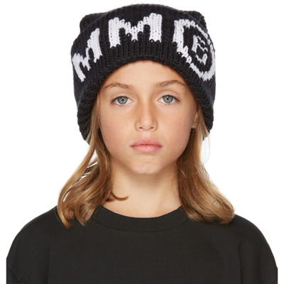 Mm6 Maison Margiela Kids' Intarsia Wool-blend Beanie In Black