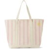 THE ANIMALS OBSERVATORY KIDS OFF-WHITE & PINK STRIPE TOTE