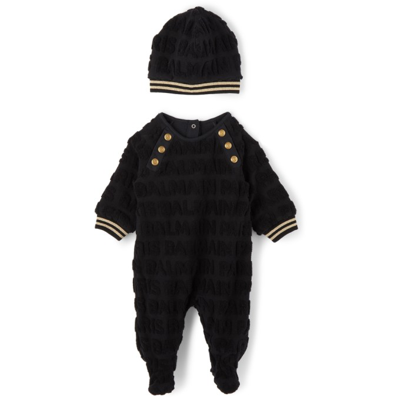 Balmain Black Set For Babykids With Black Logo