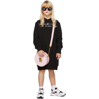 Balmain Kids Black & Silver Logo Hoodie Dress