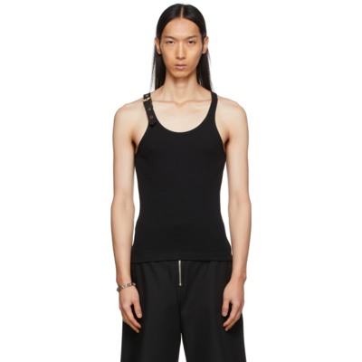 Dion Lee Ribbed Cotton Tank Top W/buckle Strap In Black