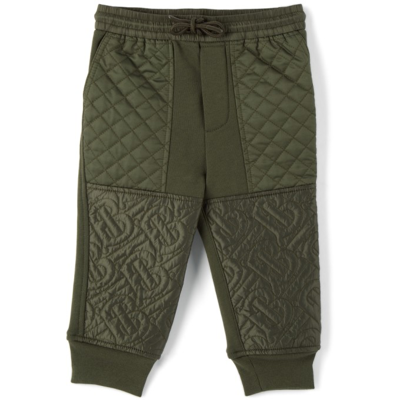 Burberry Baby Khaki Quilted Timothie Lounge Pants In Green