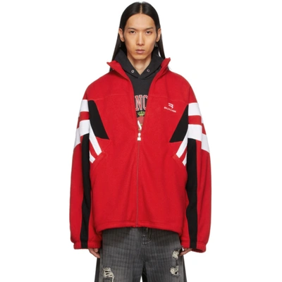 Balenciaga Sporty B Embroidered-logo Track Jacket In Red