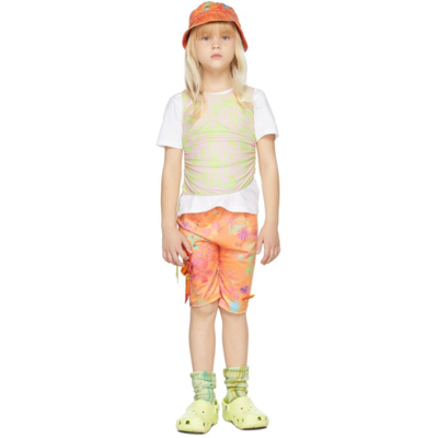 Collina Strada Ssense Exclusive Kids Orange Bow Bike Shorts In Orange Daisy Doodle