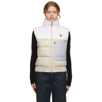 Moncler Criel Colorblock Down Puffer Vest In White