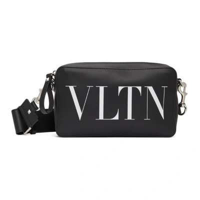 Valentino Garavani Black 'vltn' Messenger Bag In Nero/bianco