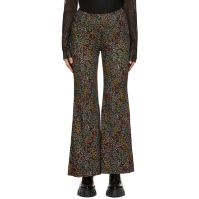 Anna Sui Brown Wonder Flower Trousers In Red Multi