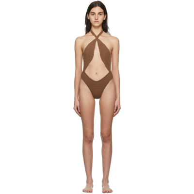 Akoia Ssense Exclusive Brown Riu One-piece Swimsuit In Chocolate