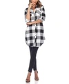 WHITE MARK WOMEN'S PLAID TUNIC SHIRT