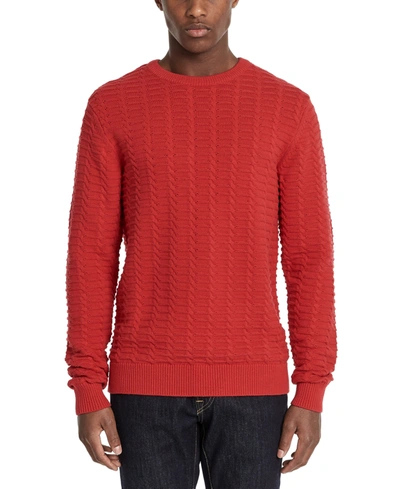 Buffalo David Bitton Men's  Waffle Textured Weave Pullover Sweater In Cranberry