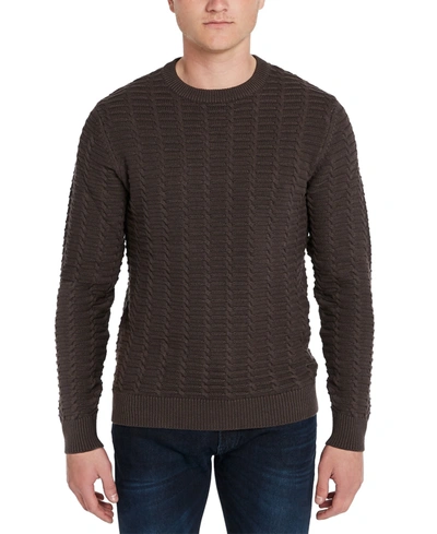 Buffalo David Bitton Men's  Waffle Textured Weave Pullover Sweater In Charcoal