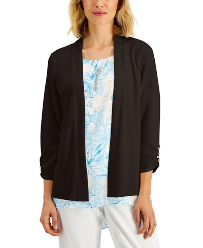 Jm Collection Women's Solid Beaded Cuff Cardigan, Created For Macy's In Neo Natural