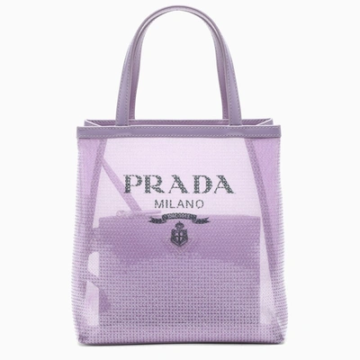 Prada Logo Print See-through Shopper Bag In Pink