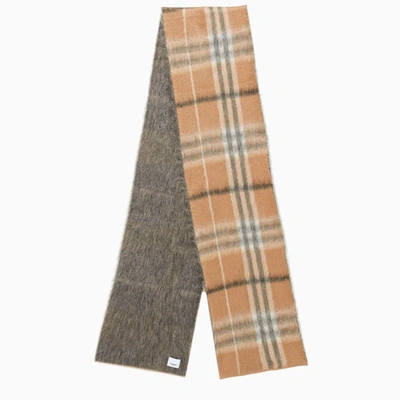 Burberry Plaid Mohair Blend Scarf In Beige