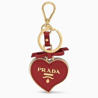 Prada Red Logo Heart Key Case